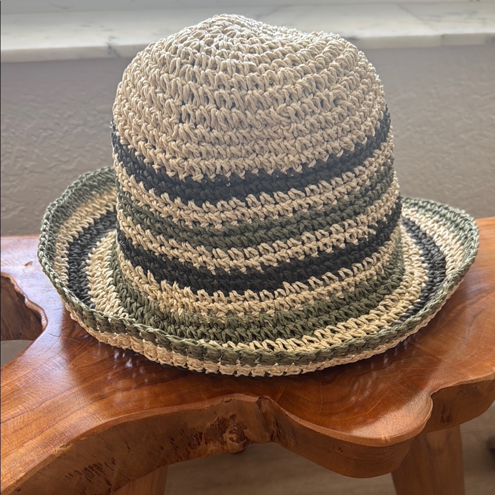 Primark Striped Bucket Hat - Black, Green, Cream